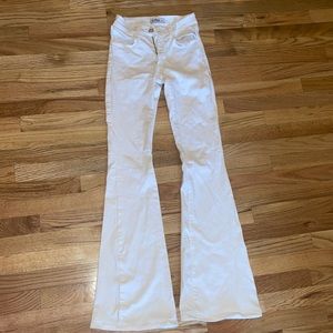 Stepping Out Mid-Rise Denim Flare Jeans White